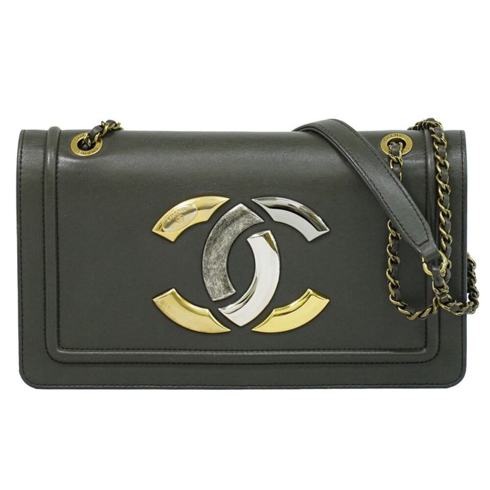 Chanel Cc Antico Flap Lambskin Gray Leather Handbag